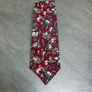 VTG Balancine Disney Mens Neck Tie Red Paisley Hidden Mickey Mouse USA 100% Silk